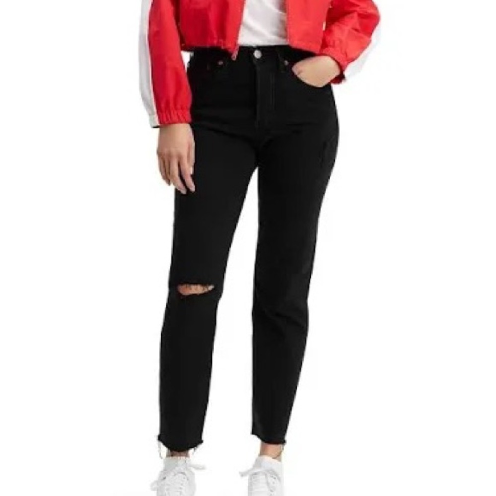 Levi’s Premium Wedgie Fit Ankle Women’s Jeans Black Size 28 Distressed Skinny